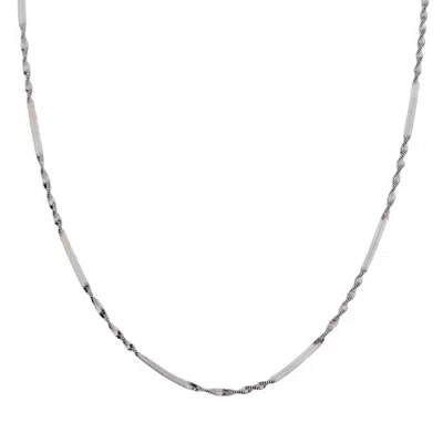 Spero London Women's Half Twisted Sterling Silver Chain Necklace Singapore Chain - Silver