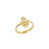 Spero London Women's Hamsa Hand Adjustable Ring In Sterling Silver - Gold In Gold