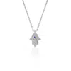 Spero London Hamsa Hand Necklace Sterling Silver With Blue Stone In Silver