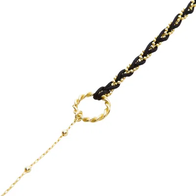 Spero London Women's Handmade Rope Braided Sterling Silver Beaded Chain Bracelet - Black