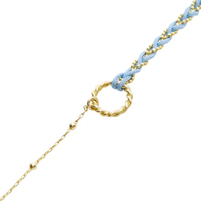 Spero London Women's Handmade Rope Braided Sterling Silver Beaded Chain Bracelet - Blue