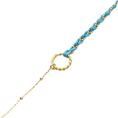 Spero London Women's Handmade Rope Braided Sterling Silver Beaded Chain Bracelet - Dark Blue