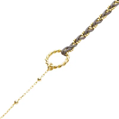 Spero London Women's Handmade Rope Braided Sterling Silver Beaded Chain Bracelet - Grey