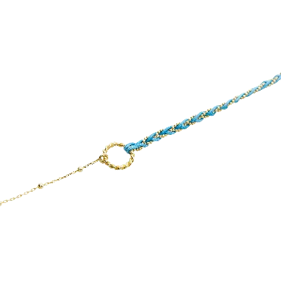Spero London Women's Handmade Rope Braided Sterling Silver Beaded Chain Friendship Bracelet - Dark Blue
