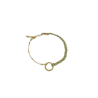 Spero London Women's Handmade Rope Braided Sterling Silver Beaded Chain Friendship Bracelet - Green In Gold