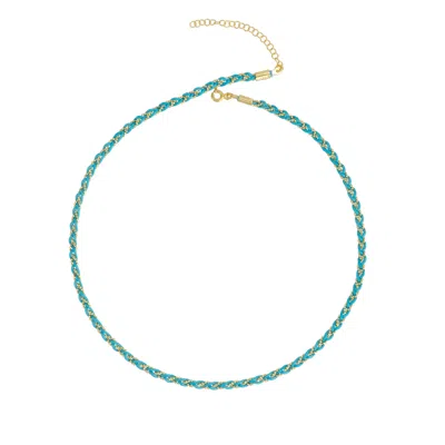 Spero London Women's Handmade Rope Braided Sterling Silver Beaded Chain Necklace In Blue