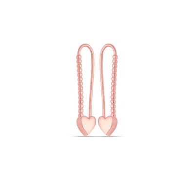 Spero London Women's Heart Beaded Safety Pin Sterling Silver Earring - Rose Gold