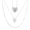 Spero London Women's Heart X Italian Beaded White Clover Sterling Silver Stacking Necklace Layering Set - Silver In Silver