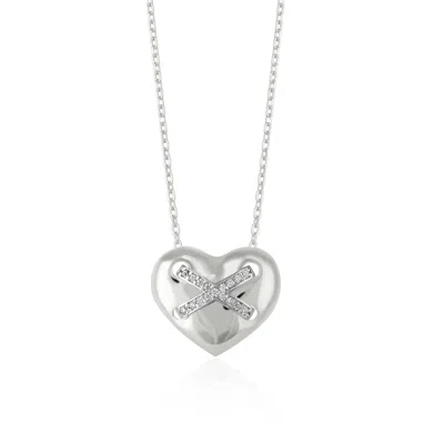 Spero London Women's Heart X Necklace In Sterling Silver Gold Vermeil - Silver In Metallic