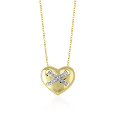 Spero London Women's Heart X Necklace In Sterling Silver Gold Vermeil