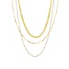 Spero London Women's Herringbone Semi Twisted & Paperclip Chain Sterling Silver Layering Necklace Set - Gold In Gold