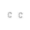 Spero London Women's Irregular Baguette Ear Cuff No Piercing Sterling Silver - Pair - Silver