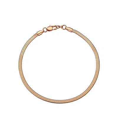 Spero London Women's Itallian Herringbone Sterling Silver Snake Chain Bracelet - Rose Gold