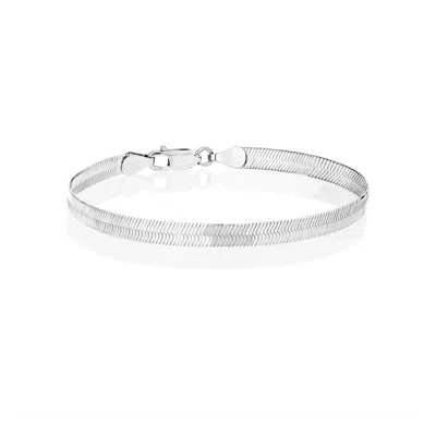 Spero London Women's Itallian Herringbone Sterling Silver Snake Chain Bracelet - Silver