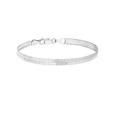 Spero London Women's Itallian Herringbone Sterling Silver Snake Chain Bracelet - Silver In White