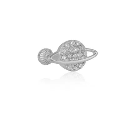 Spero London Women's Jewelled Saturn Piercing In Sterling Silver - Silver