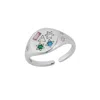 Spero London Women's Kaleidoscope Gemstone Multicolour Round Sterling Silver Adjustable Signet Ring - Silver