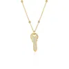 Spero London Women's Key Pendant Necklace With Beaded Chain Gold Plated Sterling Silver In Gold