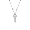 Spero London Women's Key Pendant Necklace With Beaded Chain Sterling Silver In Silver