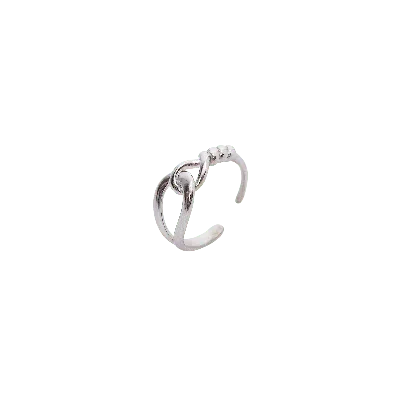 Spero London Women's Knotted Circles Sterling Silver Adjustable Ring - Silver