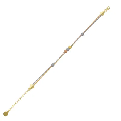 Spero London Women's Large Beaded Three Color Gold Rose Gold Sterling Silver Handmade Bracelet In Multi