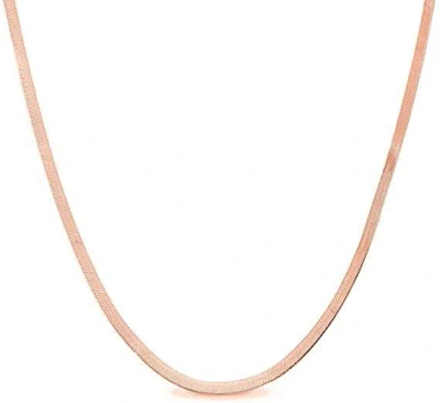 Spero London Women's Large Herringbone Sterling Silver Flat Snake Chain - Rose Gold