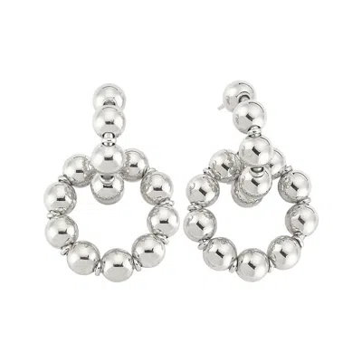 Spero London Women's Large Lapped Bead Sterling Silver Earring - Silver