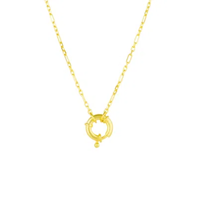 Spero London Women's Large Lock Sterling Silver Chain Necklace - Gold