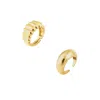 Spero London Women's Large Multi Dished Puffy & Dome Sterling Silver Ring Stacking Set - Gold