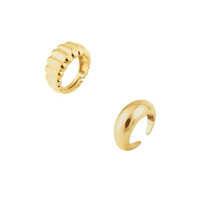 Spero London Women's Large Multi Dished Puffy & Dome Sterling Silver Ring Stacking Set - Gold