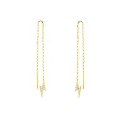 Spero London Women's Lightning Bolt Sterling Silver Chain Drop Earring - Gold