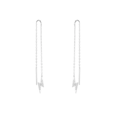 Spero London Women's Lightning Bolt Sterling Silver Chain Drop Earring - Silver