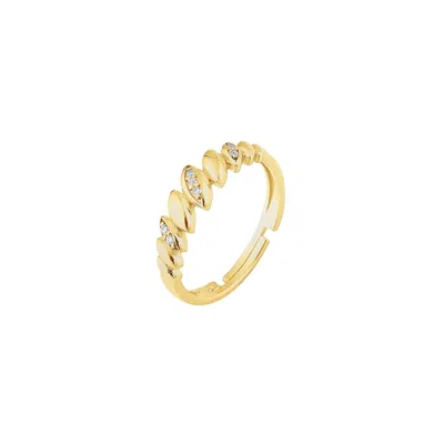 Spero London Women's Lined Stones Marquise Sterling Silver Ring - Gold