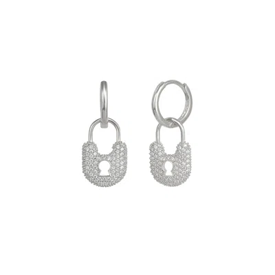 Spero London Women's Lock Silver Hoop Sterling Silver Earring - Silver