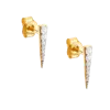 Spero London Long Pave Dagger Stud Earrings In Gold