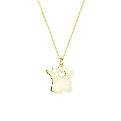 Spero London Women's Love France Map Heart Necklace Sterling Silver - Gold