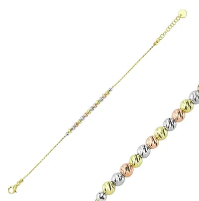 Spero London Women's Middle Beaded 3 Color Gold Rose Gold Sterling Silver Handmade Bracelet - Gold