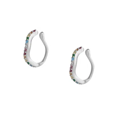 Spero London Women's Molten Rainbow Sterling Silver Ear Cuff - Pair