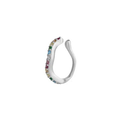 Spero London Women's Molten Rainbow Sterling Silver Ear Cuff - Single