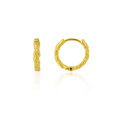 Spero London Women's Molten Sterling Silver Hoop Earring Wavy - Gold