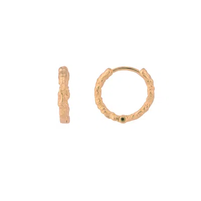 Spero London Women's Molten Sterling Silver Textured Hoop Earring Wavy - Rose Gold
