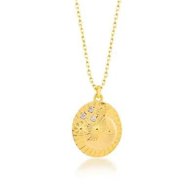 Spero London Women's Moon Embossed Silhouette Sterling Silver Medal Necklace - Gold