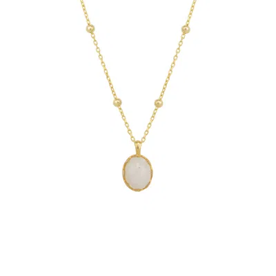 Spero London Women's Moonstone Sterling Silver Pendant Necklace With Beaded Chain - White