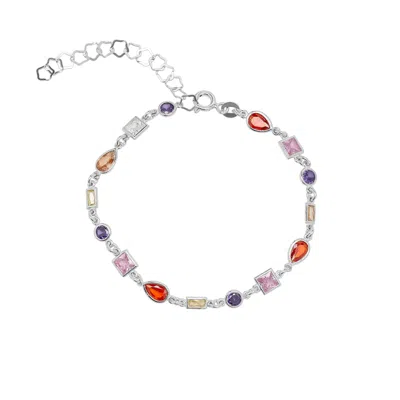 Spero London Women's Multicolour Multi Cut Sterling Silver Bracelet - Silver