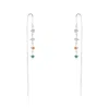 Spero London Women's Multicolour Star Drop Sterling Silver Chain Threader Earrings - Pair