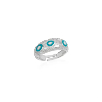 Spero London Women's Natural Textured Sterling Silver Evil Eye Ring - Silver