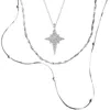 Spero London Women's Necklace Layering Set Beaded Twisted And Northern Starburst Star - Silver In Silver