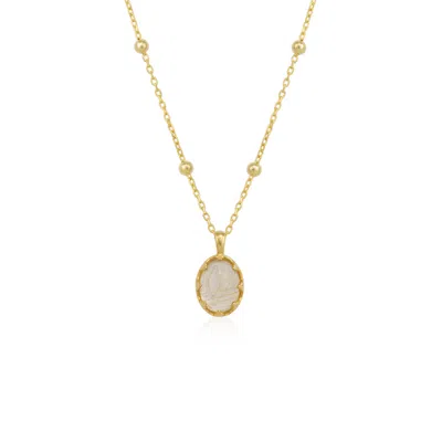 Spero London Women's Neutrals Moonstone Sterling Silver Pendant Necklace With Beaded Chain - Transparent In Gray