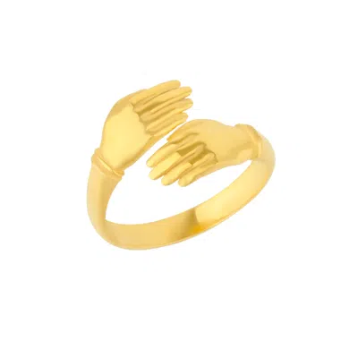 Spero London New Hug Ring With Hands Sterling Silver And Gold Plated