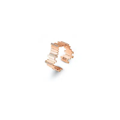 Spero London Women's New Multiple Bar Sterling Silver Ring - Rose Gold